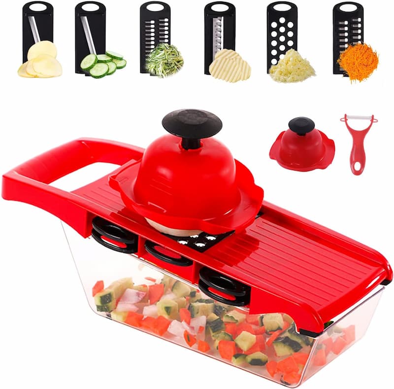 10-in-1 Mandoline Slicer - Multifunctional  Vegetable Cutter (Pink, Boxed)