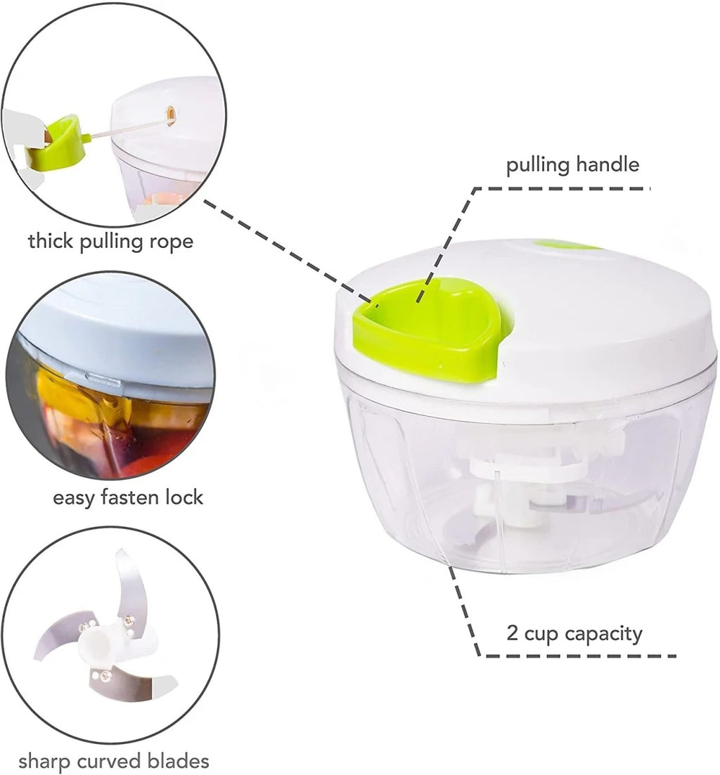 Manual Spin Cutter - Hand Pulled Vegetable  & Fruit Chopper