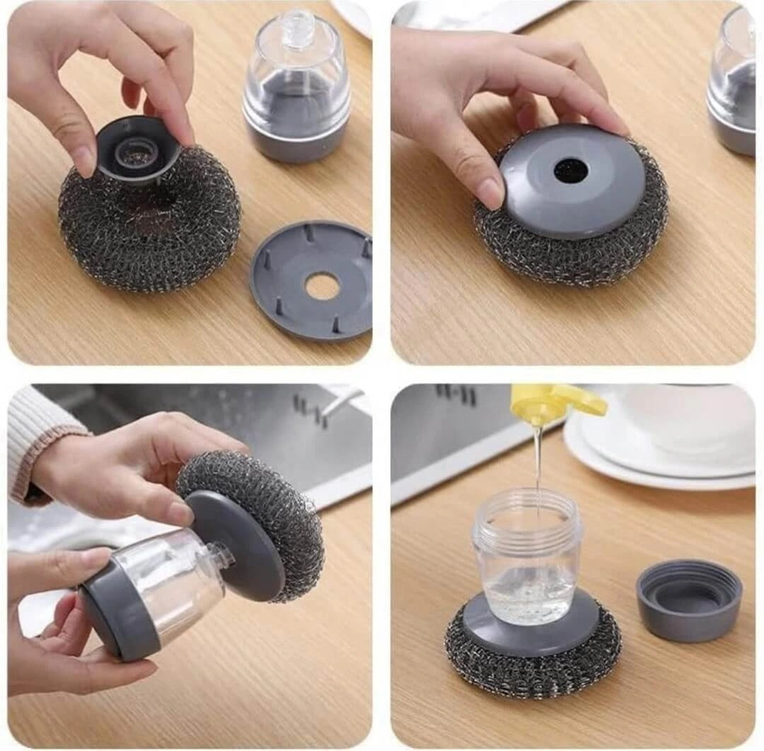 Kitchen Soap Dispensing Palm Brush -  Automatic Dish Scrubber