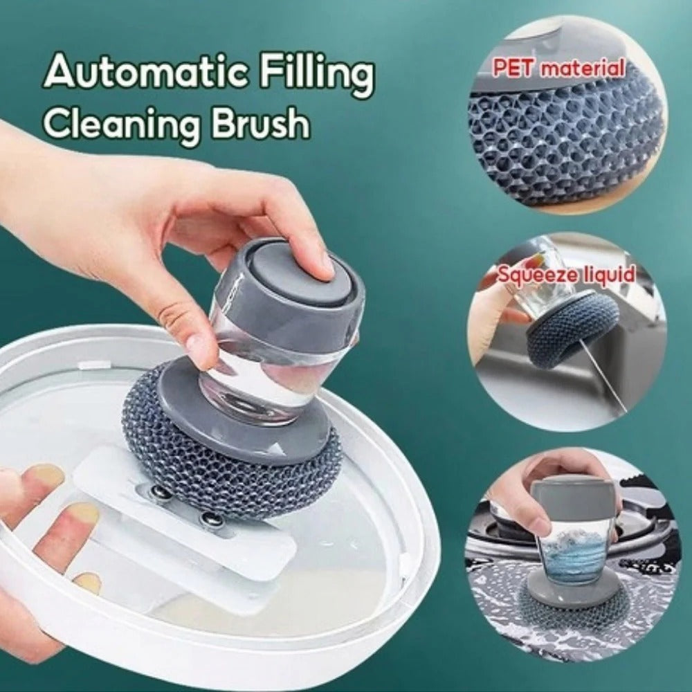 Kitchen Soap Dispensing Palm Brush -  Automatic Dish Scrubber