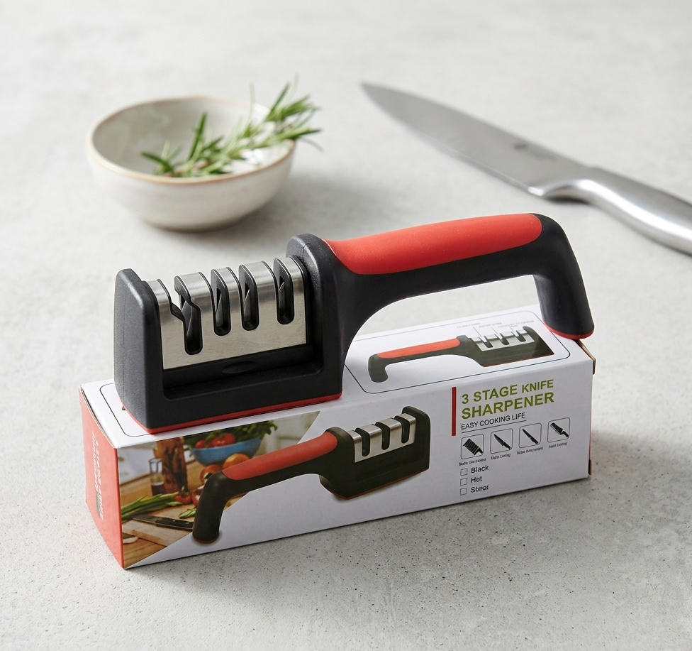 3-Stage Professional Knife Sharpener -  Manual Kitchen Tool
