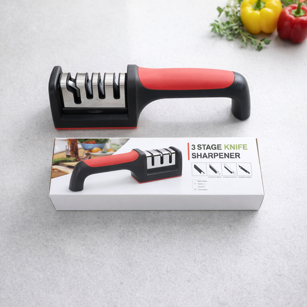 3-Stage Professional Knife Sharpener -  Manual Kitchen Tool